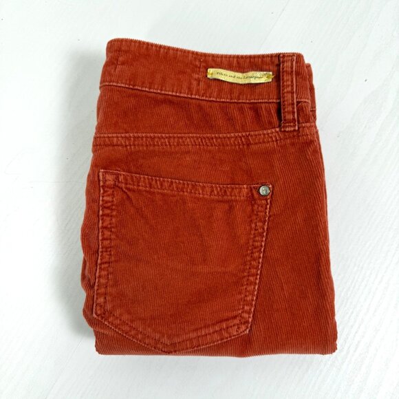 Pilcro & The Letterpress Pant Womens Sz 25 Rust Red Corduroy Fit/Stet Low Skinny - Picture 2 of 12